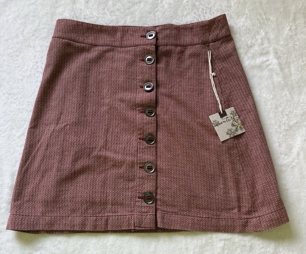 Aventura Women's Laurel Biking Red Organic Cotton A-Line Mini Skirt Size 8 NWT